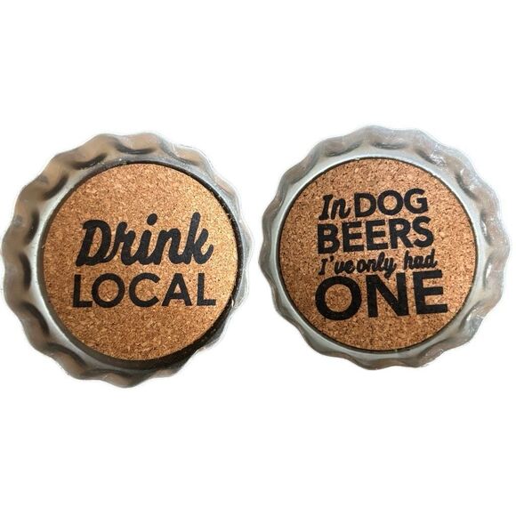 2 Bottle Cap Shaped Drink Coasters - Picture 1 of 7